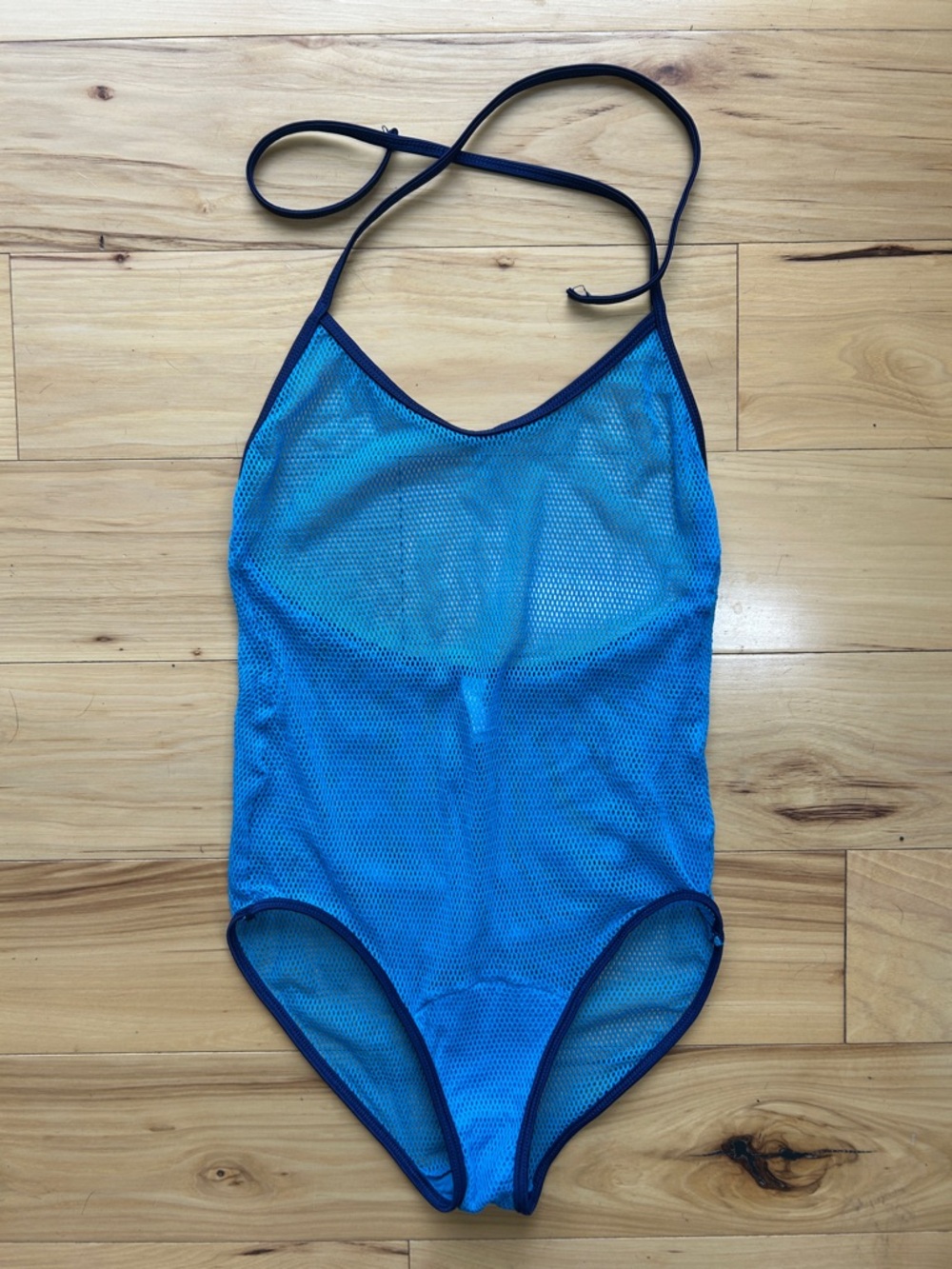 American Apparel Blue Knit One-Piece Swimsuit | Size Large